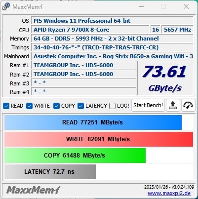 安定のSKHynixダイ』 Team CTCWD564G6000HC34BDC01 [DDR5 PC5