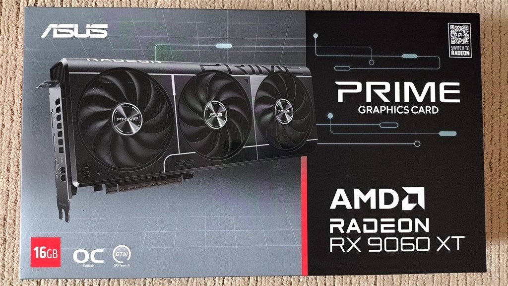 FAN音が静かで長く使えそうです』 ASUS PRIME-RX9060XT-O16G