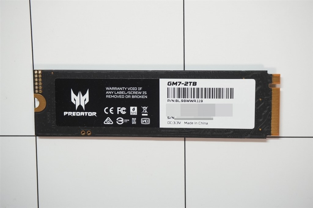 NANDはMicron製の232層NANDでした』 Acer Predator GM7 2TB 白川