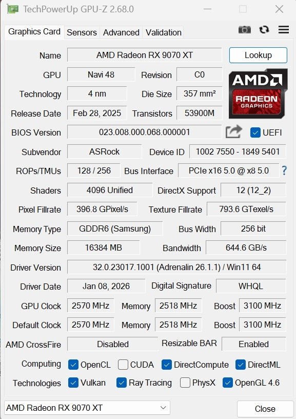 満足感が高いグラボです』 ASRock Radeon RX 9070 XT Taichi 16GB OC